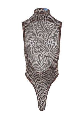Mugler patterned high-neck bodysuit - Grey