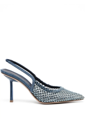 Le Silla Gilda 80mm crystal-embellished denim pumps - Blue