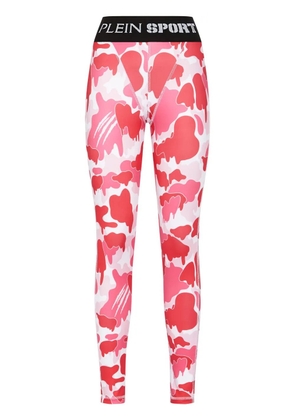Plein Sport camouflage-print logo-waistband leggings - Pink