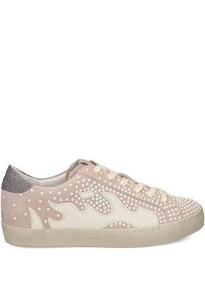 Gamin flame-embroidered embellished sneakers - Neutrals