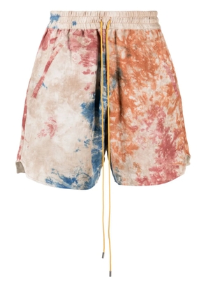 RHUDE tie-dye linen drawstring shorts - Neutrals