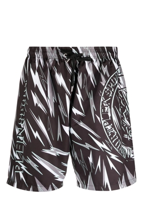Plein Sport lightning-print swim shorts - Black