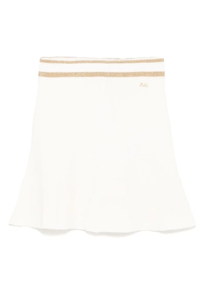 Alessandra Rich mini ribbed knit flared skirt - Neutrals