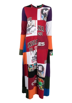 colville upcycled patchwork long dress - Red