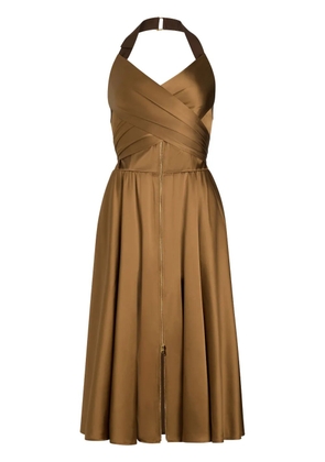 Patou halterneck satin midi dress - Brown