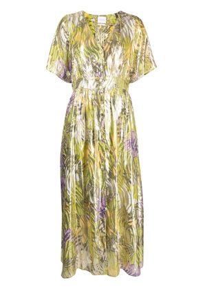 Hayley Menzies metallic print button-down dress - Green