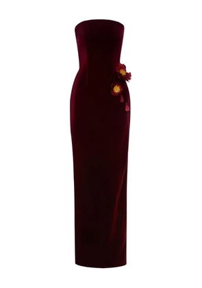 Oscar de la Renta floral-appliqué velvet gown - Red