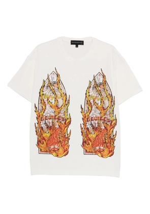 Who Decides War Rhinestone Flame Glass T-shirt - Neutrals