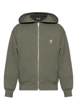 Bally logo-embroidered zip-up hoodie - Green