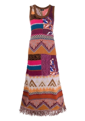 ETRO intarsia knit long dress - Brown