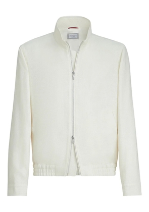 Brunello Cucinelli stand-collar hopsack jacket - Neutrals
