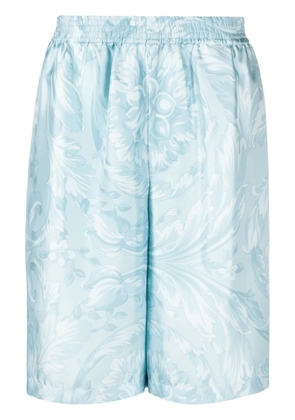 Versace Barocco-print silk shorts - Blue