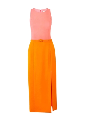 Carolina Herrera colourblock-design belted midi dress - Orange