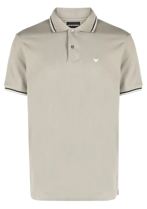 Emporio Armani logo-embroidered polo shirt - Grey