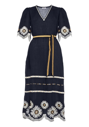 ERES Hortense floral-embroidered linen dress - Blue