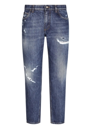 Dolce & Gabbana ripped straight-leg jeans - Blue