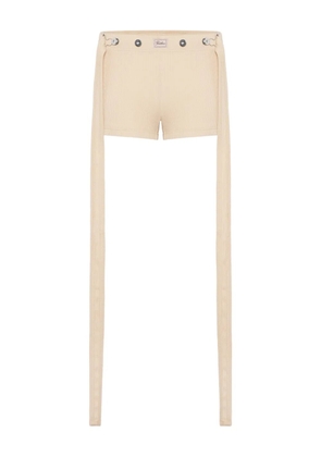Jean Paul Gaultier ribbed patch-detail shorts - Neutrals