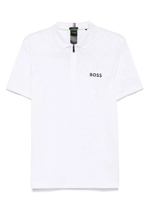 BOSS monogram-jacquard polo shirt - White