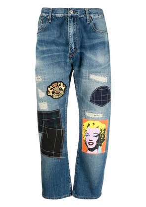 Junya Watanabe MAN Patchwork cropped jeans - Blue