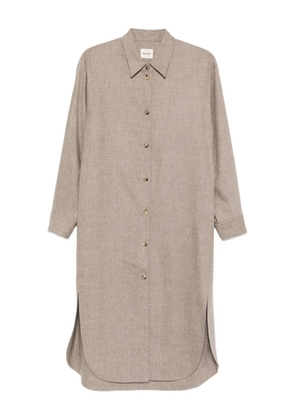 KHAITE Gloria button long-sleeve midi dress - Neutrals