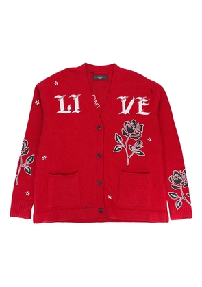 AMIRI rose-appliqué cardigan - Red