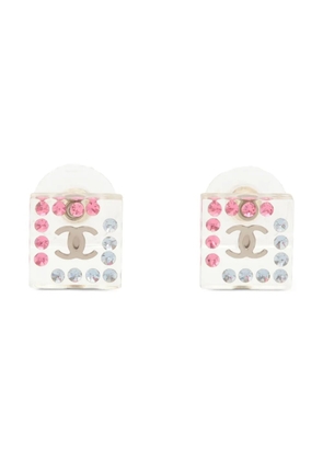 CHANEL Pre-Owned 2018 logo-detail rhinestone earrings - Silver