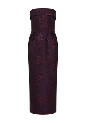 Rebecca Vallance strapless floral-brocade midi dress - Purple