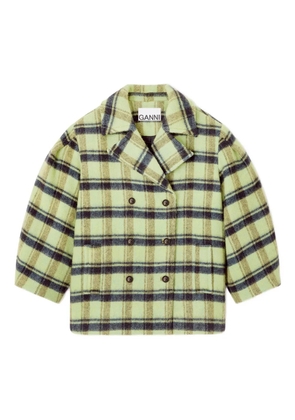 GANNI double-breasted plaid coat - Yellow