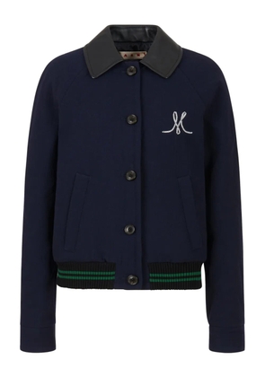 Marni embroidered-detail bomber jacket - Blue