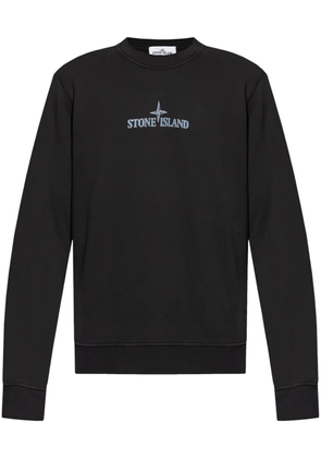 Stone Island logo-print cotton sweatshirt - Black