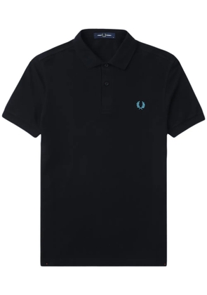 Fred Perry logo-embroidered cotton polo shirt - Black
