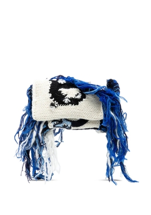 Loewe Pre-Owned 2000-2025 Knitted Wool Dragon Fringed Flap crossbody bag - White
