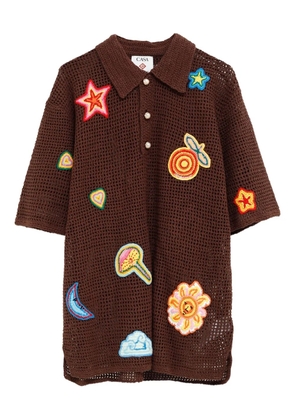Casablanca crochet-knit polo shirt - Brown