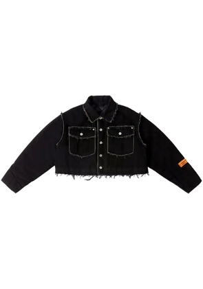 Heron Preston distressed cropped denim jacket - Black