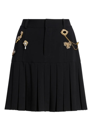 Cinq A Sept brooches pleated mini skirt - Black