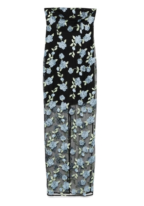 ROTATE BIRGER CHRISTENSEN flower mesh maxi dress - Black