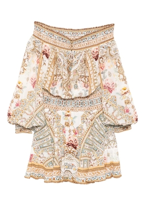 Camilla Ottoman Dynasty mini Dress - Neutrals