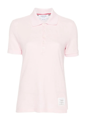 Thom Browne logo-patch piqué polo top - Pink