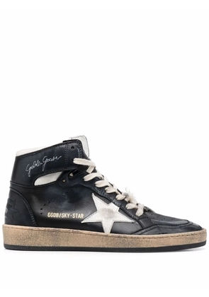 Golden Goose logo-print high-top suede sneakers - Black