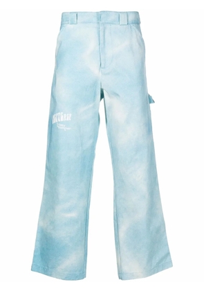 MSFTSrep acid-wash flared trousers - Blue