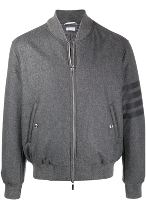 Thom Browne tonal 4-Bar flannel bomber jacket - Grey