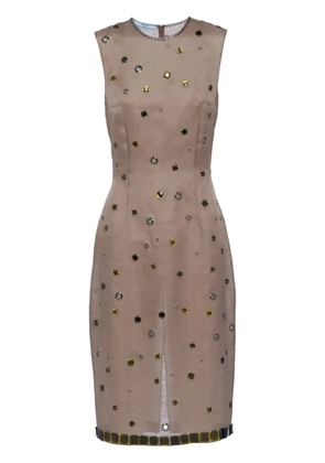 Prada eyelet-embellished silk dress - Green
