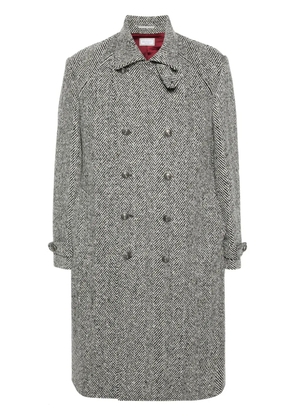 Brunello Cucinelli herringbone-pattern double-breasted coat - Black