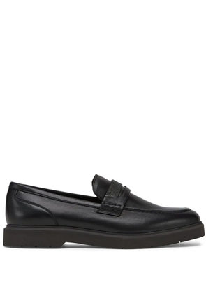 Brunello Cucinelli crystal-embellished leather loafers - Black
