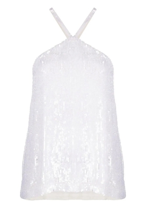 P.A.R.O.S.H. Gem sequinned halterneck top - White
