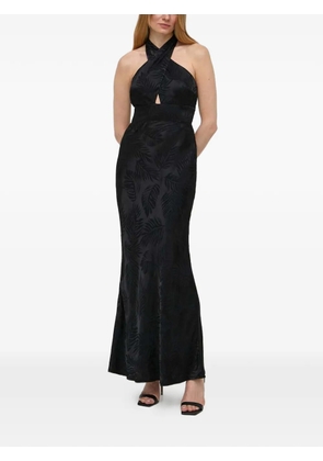 GUESS USA halter leaf-print maxi dress - Black