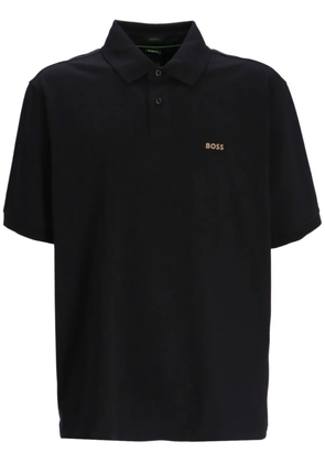 BOSS logo-print polo shirt - Black