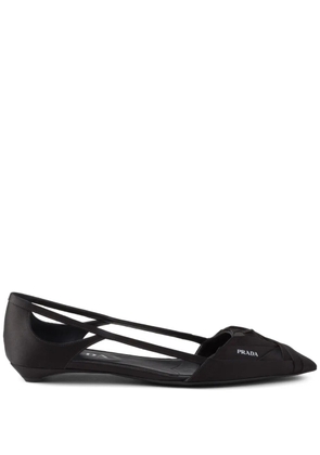 Prada satin-finish cut-out ballerina shoes - Black