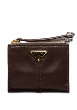 Prada triangle-logo leather wallet - Brown