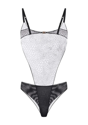Elisabetta Franchi snake-pattern tulle bodysuit - Black